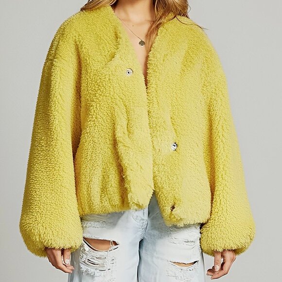 NWT Drop Sleeve Oversized Shag Teddy Jacket - Picture 4 of 10